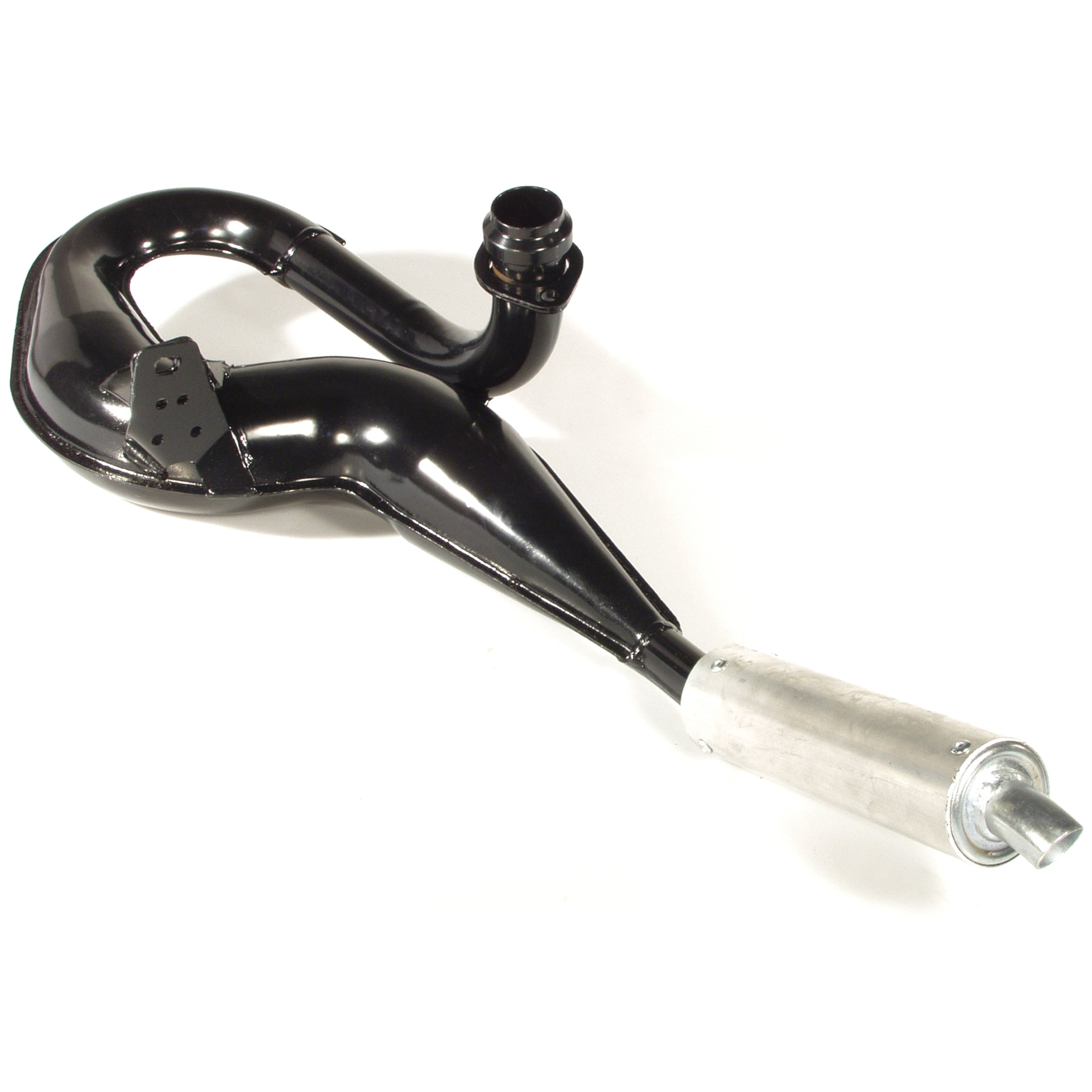 Image of Rennauspuff SIMONINI, Material: Stahl schwarz, Dämpfer: Aluminium Farbe (ESD): silber für Vespa T5 für Vespa T5