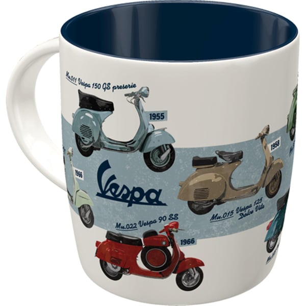 Image of Tasse mit Motiv Vespa - Model Chart Motorroller bunt