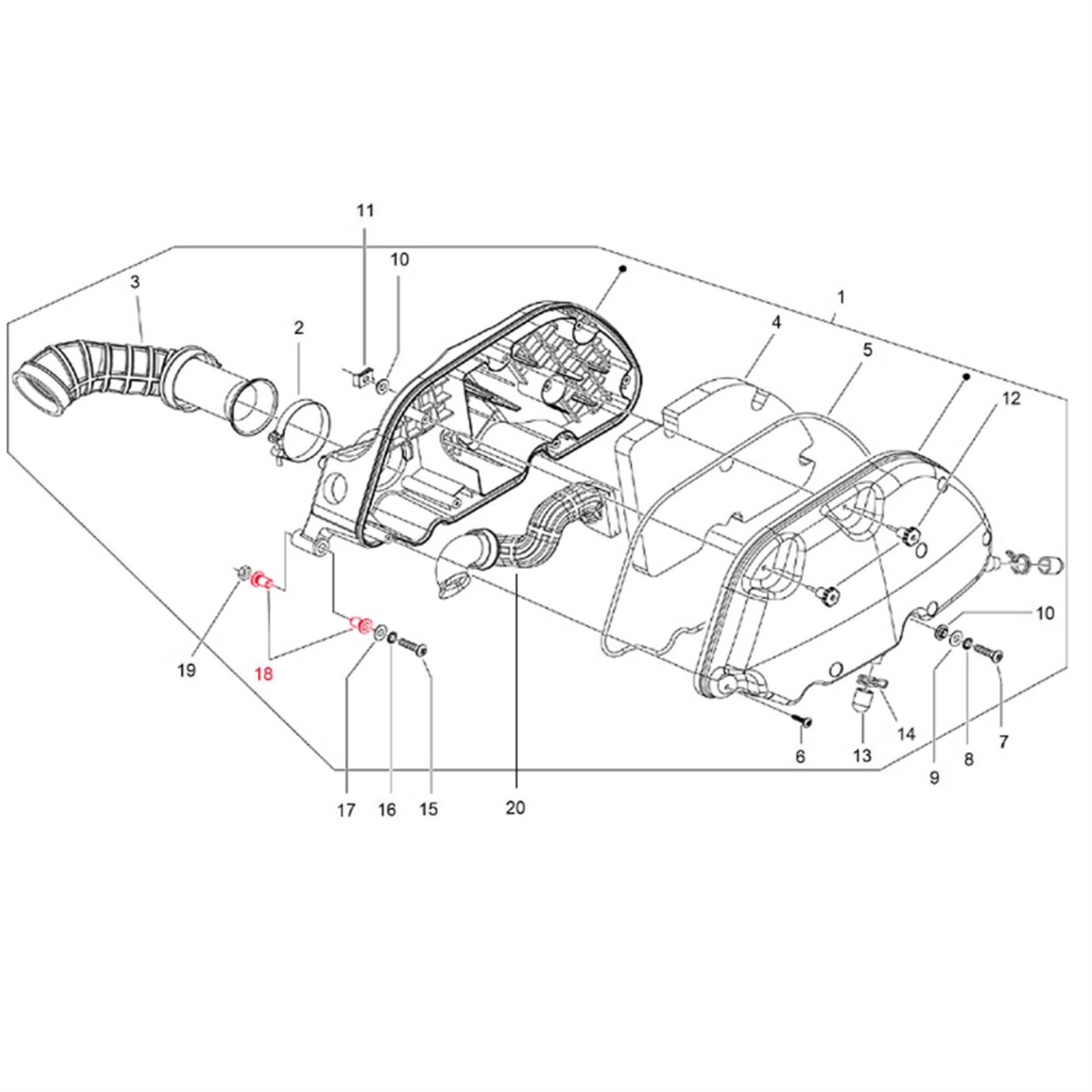 Image of Distanzbuchse PIAGGIO, Luftfilterkasten für Vespa GTS/GTS Super/GTV/GT 60/GT/GT L 125-300ccm für Vespa GTS/GTS Super/GTV/GT 60/GT/GT L 125-300ccm