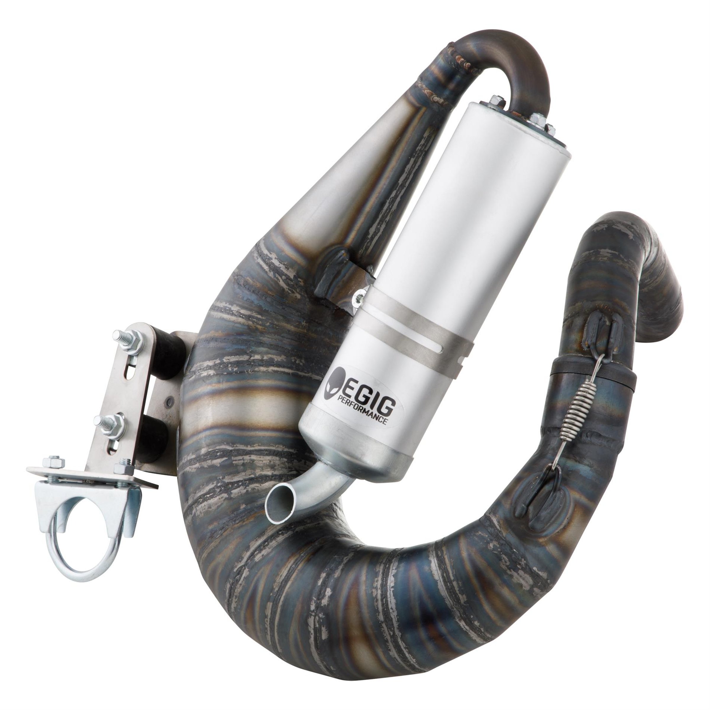 Image of Rennauspuff EGIG Performance MAMBA, Material: Stahl unlackiert, Dämpfer: Aluminium Farbe (ESD): silber für Vespa 90/R/SS/100/125 VMA1T für Vespa 90/R/SS/100/125 VMA1T