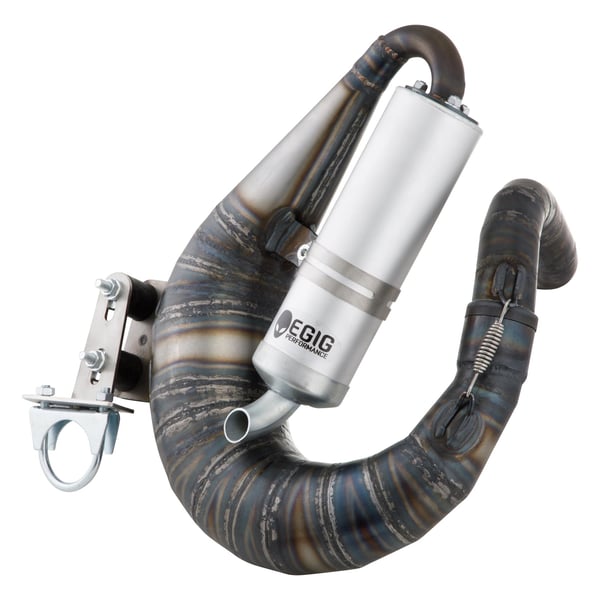 Image of Rennauspuff EGIG Performance MAMBA, Stahl unlackiert, Dämpfer: Aluminium Farbe (ESD): silber für Vespa 90/R/SS/100/125 VMA1T