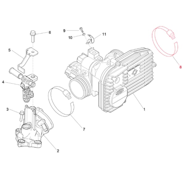 Image of Schlauchschelle Drosselklappe/Luftfilter, PIAGGIO für Vespa S/GTS/GTS Super/GTV/GT 60/GT/GT L 125-300ccm
