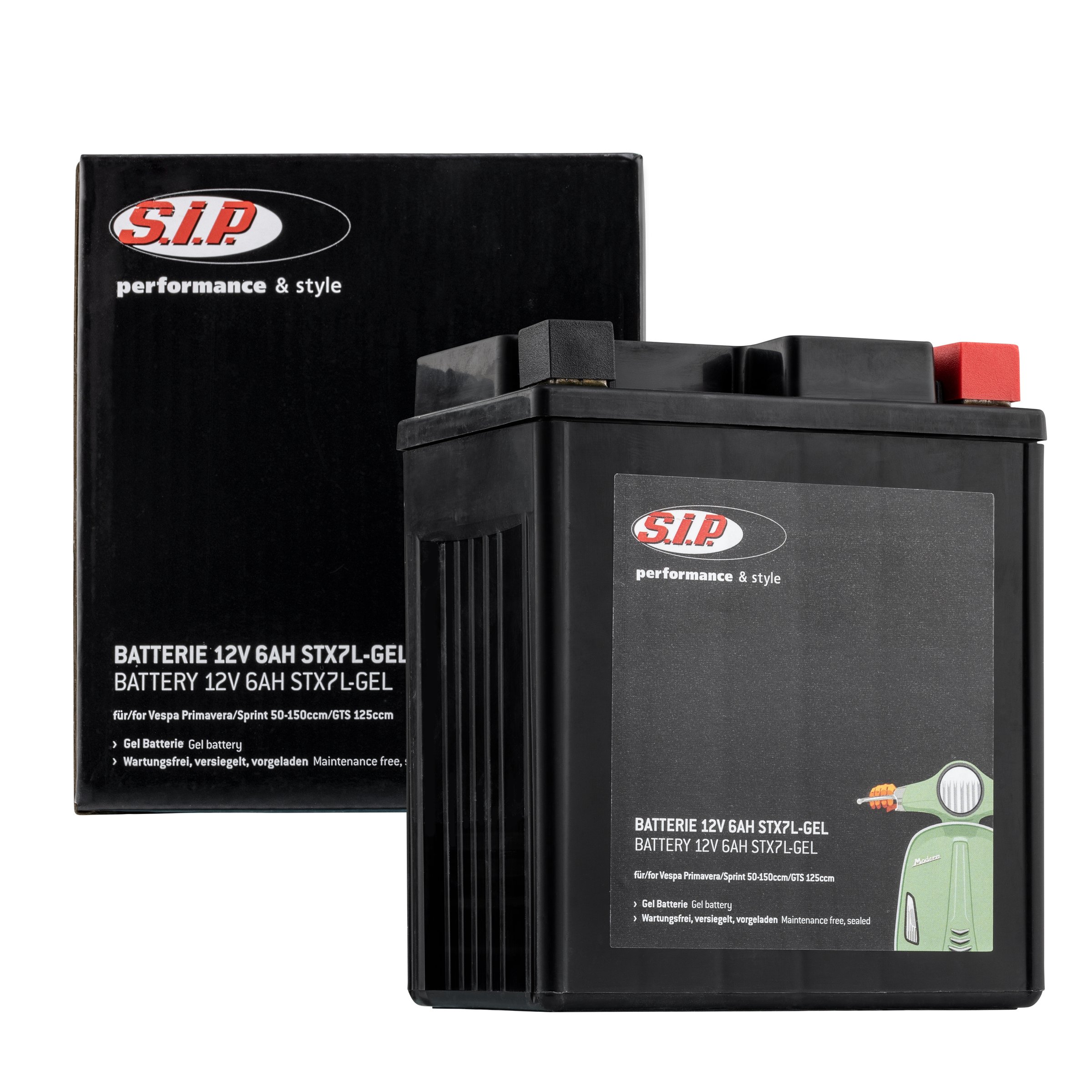Image of Batterie SIP 12V/6Ah, STX7L-GEL, 1R000317 für Vespa Primavera/Sprint 50-150ccm/GTS 125ccm für Vespa Primavera/Sprint 50-150ccm/GTS 125ccm