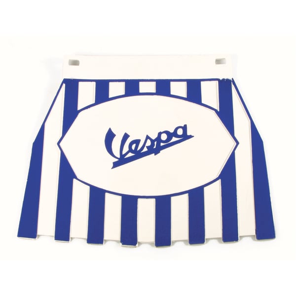 Image of Spritzlappen "Vespa" mit Motiv blaue Schrift blau/weiß gestreift