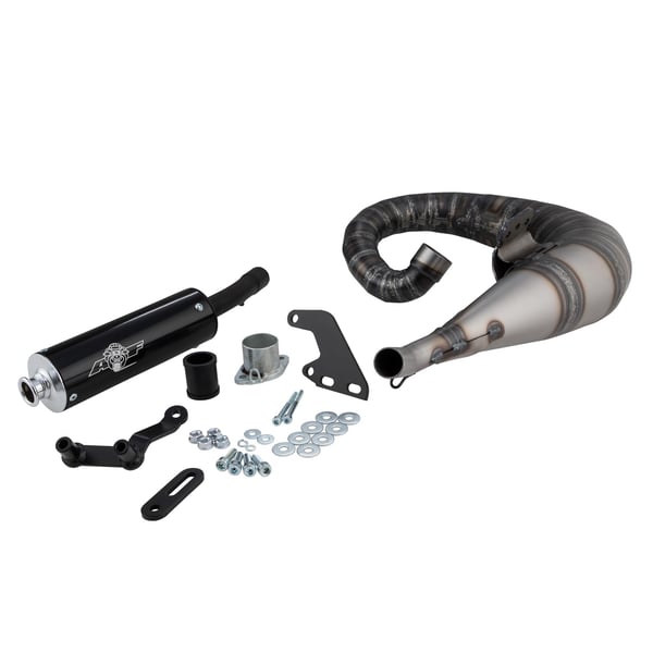 Image of Rennauspuff AF Rayspeed Tornado, Stahl klarlackiert, Dämpfer: Aluminium Farbe (ESD): silber für Lambretta 125 LI/LIS/DL/GP/150 LI/LIS/SX/DL/GP/175 TV 2°-3°/200 TV/SX/DL/GP