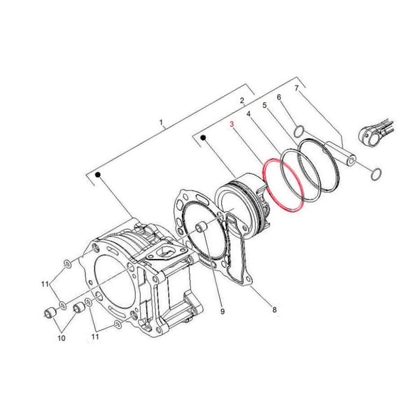 Image of Kolbenring PIAGGIO, oben 1A011379 für Vespa GTS/GTS Super/GTV 300ccm HPE (`18-), passt auch für PIAGGIO HPE 300ccm 4T LC i.e.