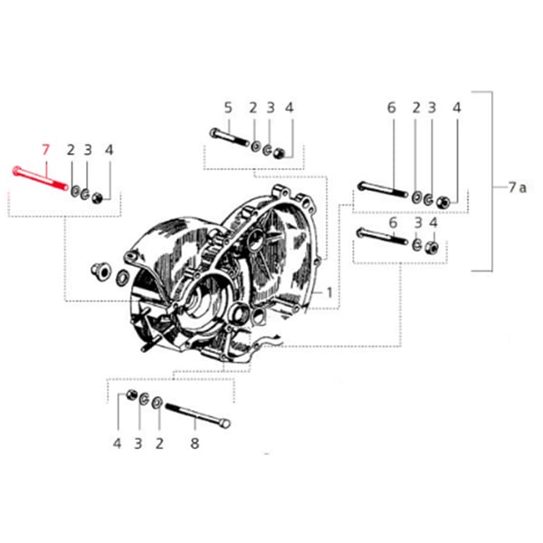 Image of Schraube Motor M6x45 mm für Vespa PK50 XL/N Automatica/Plurimatic