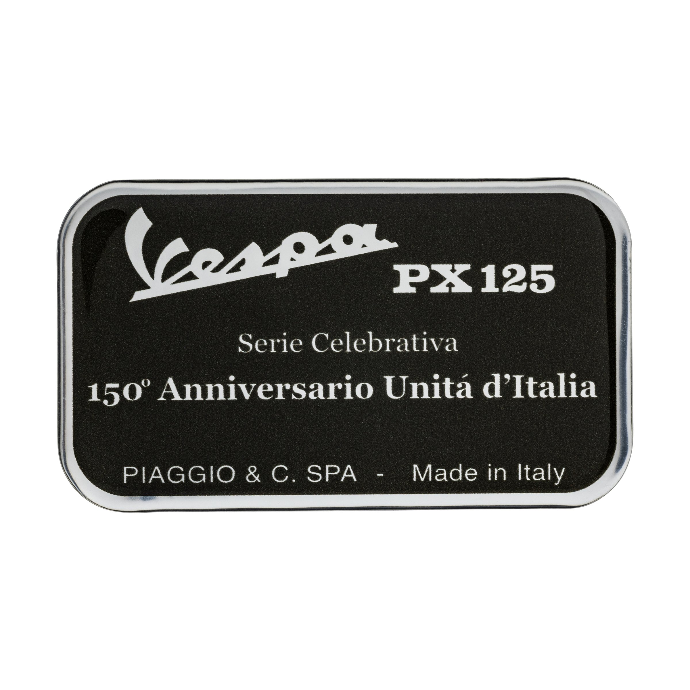 Image of Plakette PIAGGIO mit Motiv Vespa PX125 Motorroller, 150° Anniversario Unita d'Italia