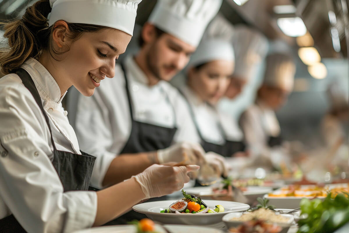 A student learning in a culinary academy