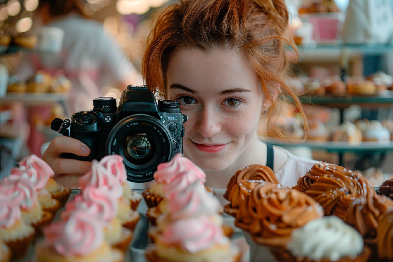 Pastry blogger taking photos