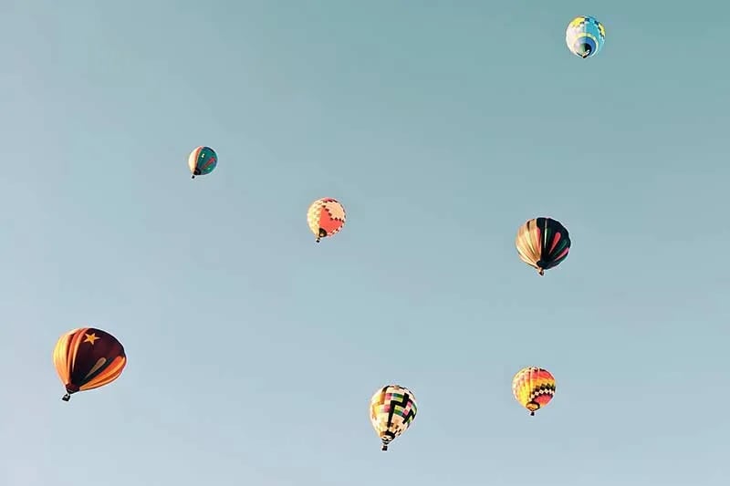 hot air ballons on a warm summer day