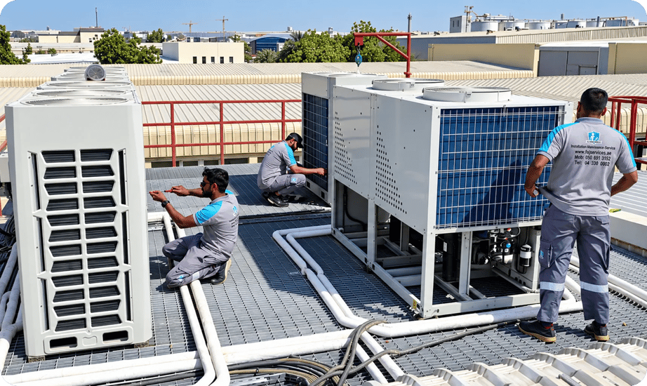 FAJ AC Service and AC Repair technician servicing air conditioning in Dubai