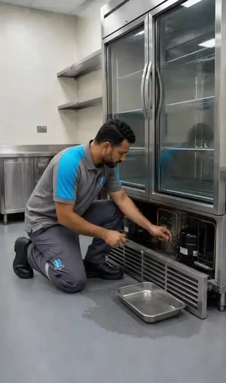 FAJ technician servicing commercial refrigeration equipment in Dubai