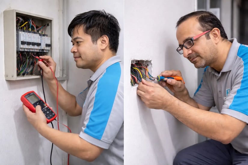 professional electricians at work