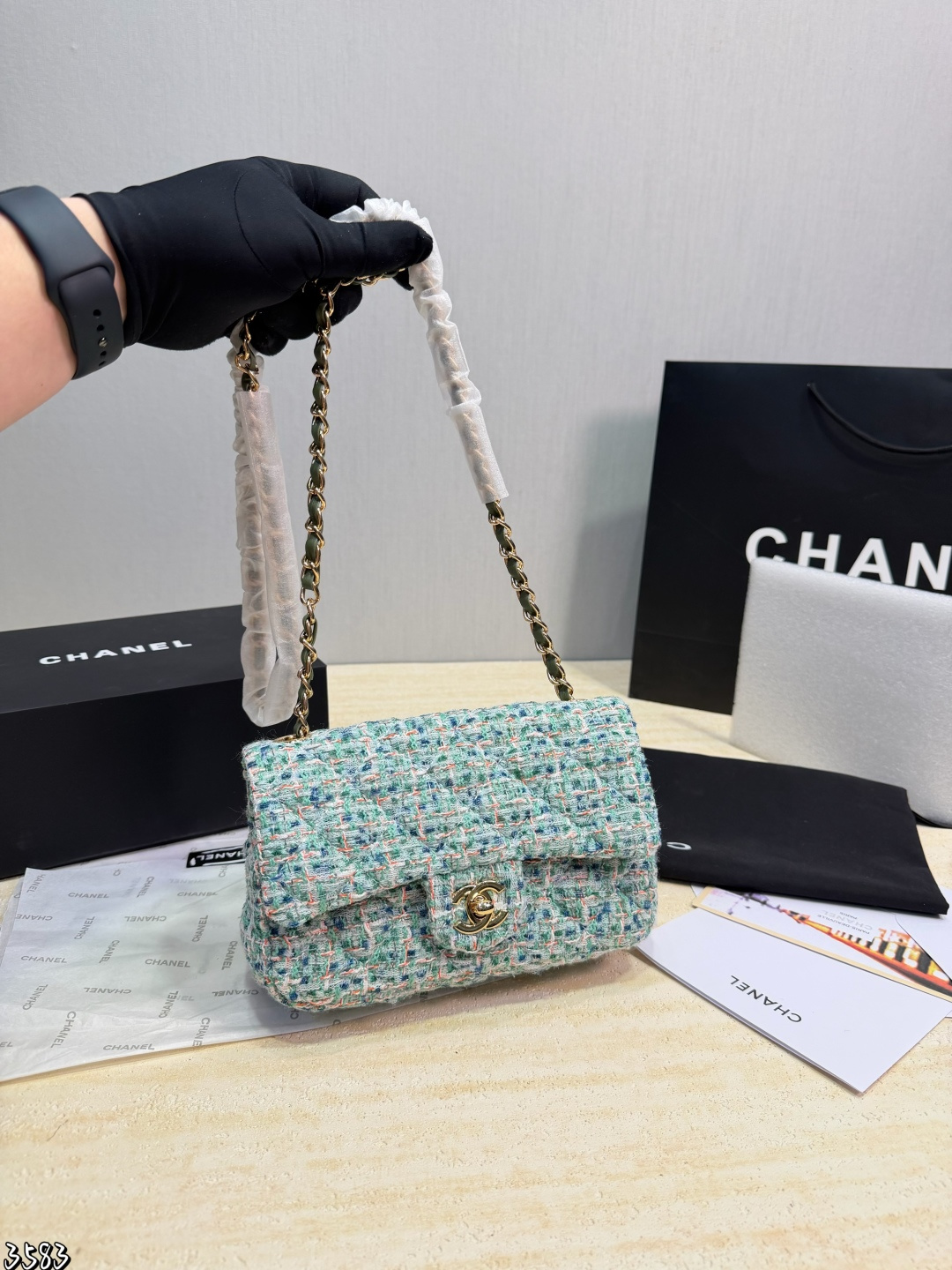 Chanel Classic Handbag In Tweed