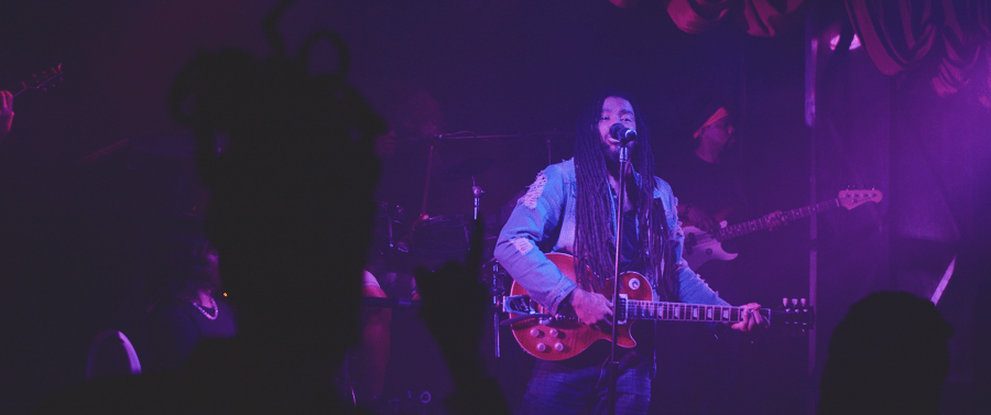 Club crowd reacting to live performance