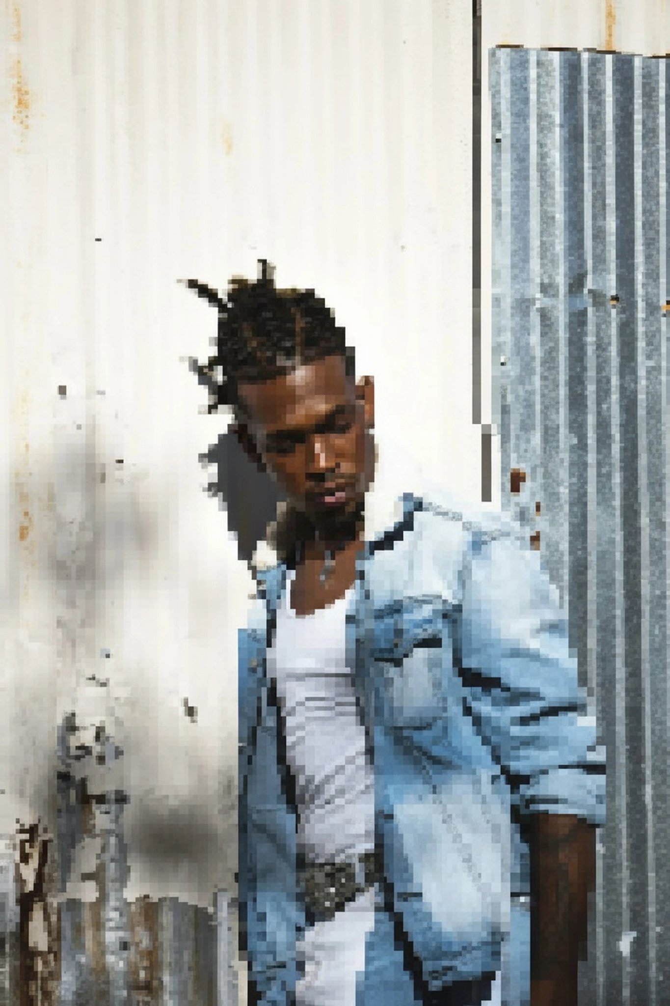 AI unpixelate image filter before photo - creative portrait before AI clarity restoration