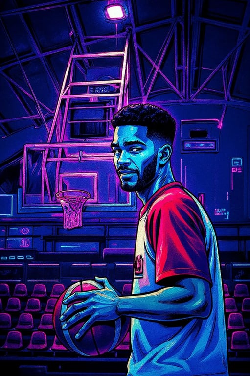 Manga art styles filter after transformation - portrait in cyberpunk manga style with neon edge lighting and tech city background