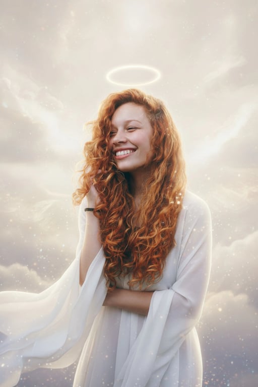 AI angel filter after transformation - outdoor photo turned into heavenly angel aesthetic