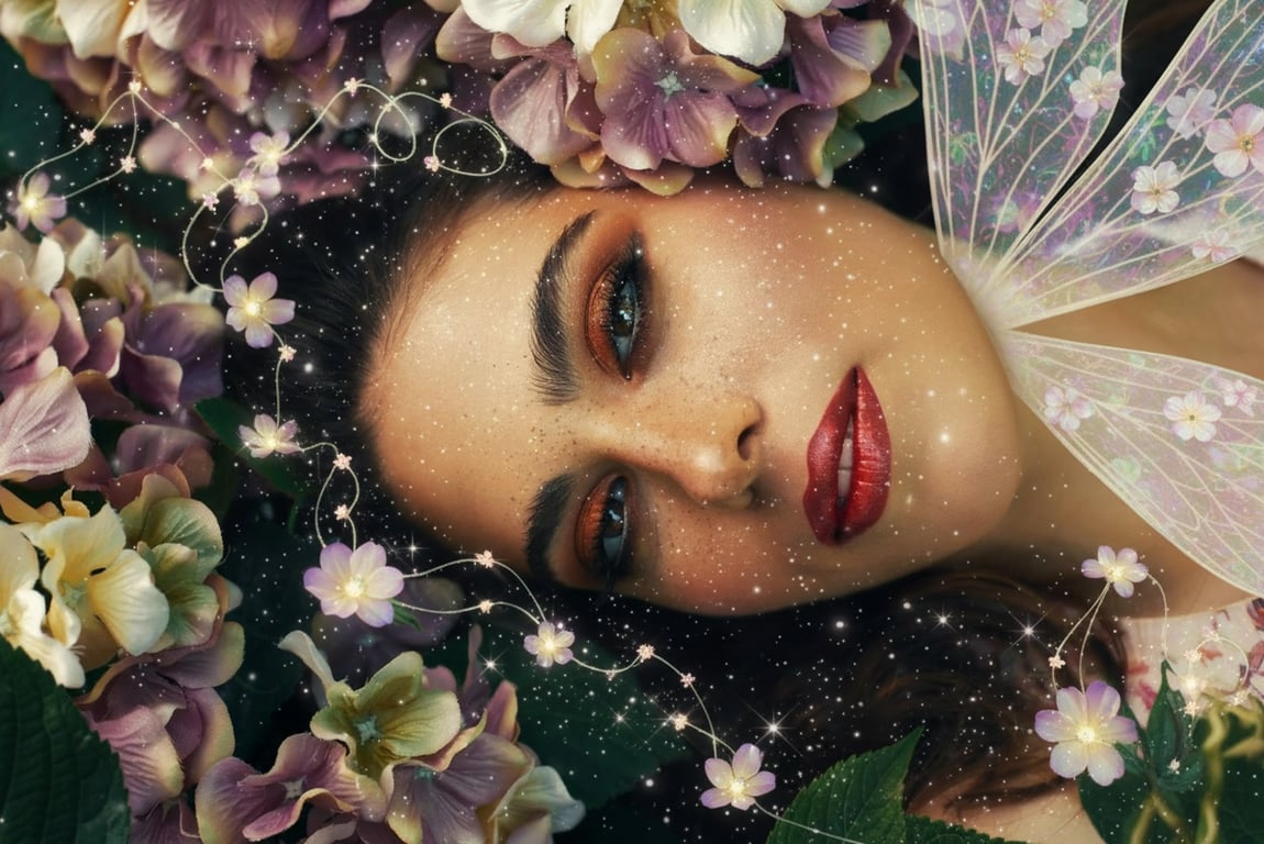 AI fairy after pic - flower fairy with glowing petals and soft pastel tones