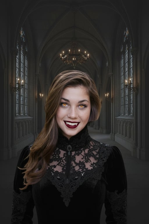 ai-vampire-filter after pic - elegant vampire with pale skin and red glowing eyes