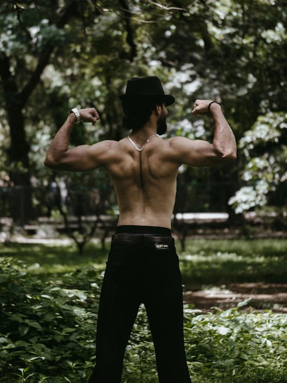 anime tattoo before photo - woman working out