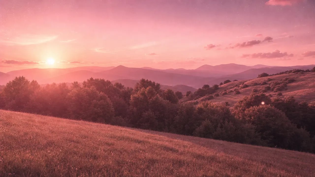 Introduce a warm, soft pink fi...