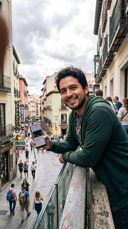 Reframe this travel selfie as ...