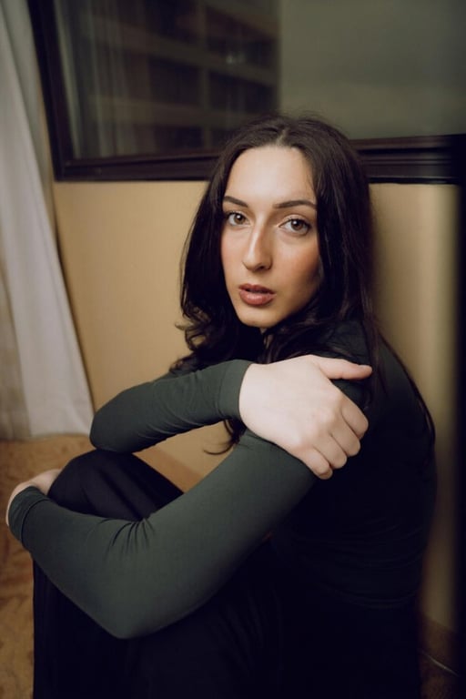 AI tan skin filter after transformation - fashion lookbook photo with tropical tan effect