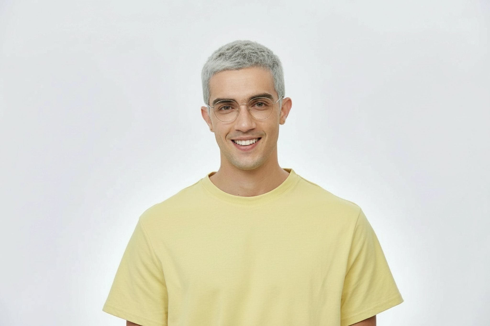 hair color filter after transformation - portrait with cool ash blonde hair and crisp contrast