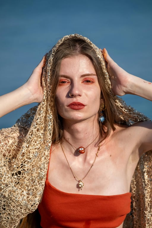 Expand the existing image of the woman into a complete full-body view without changing the outfit, environment, or visual style. Accurately infer leg length, stance, and body balance based on the visible upper body, ensuring natural proportions, stable footing, and smooth transitions between the original image and the reconstructed areas.