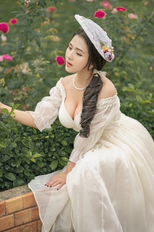 AI breast reduction filter before photo - creative portrait before chest size modification