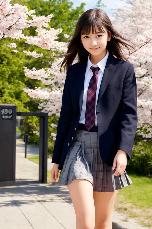 A full-body character design in 90s anime style, wearing a classic school uniform or mecha pilot suit, standing against a sunset with a gradient sky backdrop.