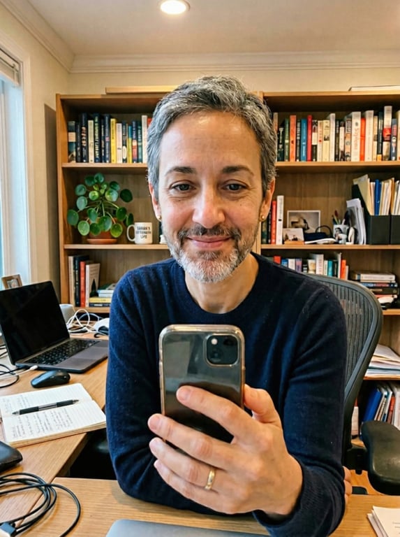 Refine this home office selfie...