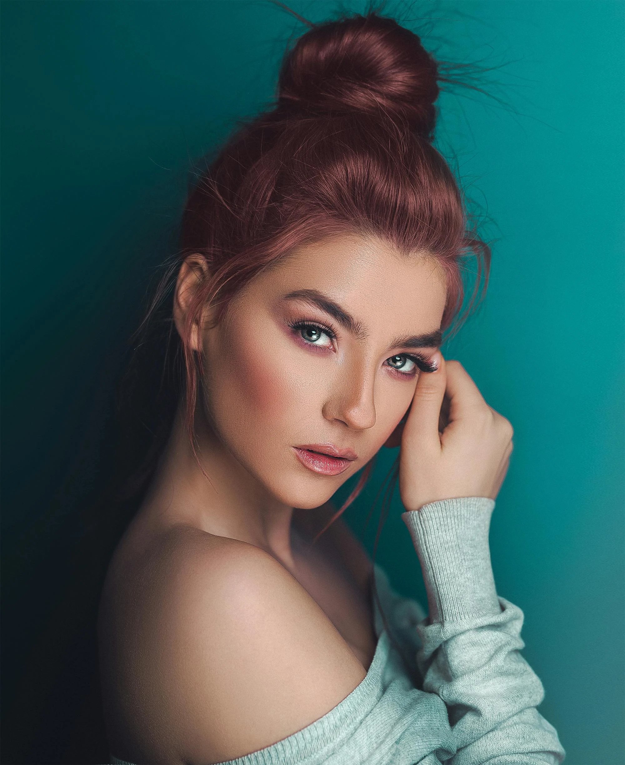 AI makeup filter after transformation - woman portrait with AI virtual makeup look