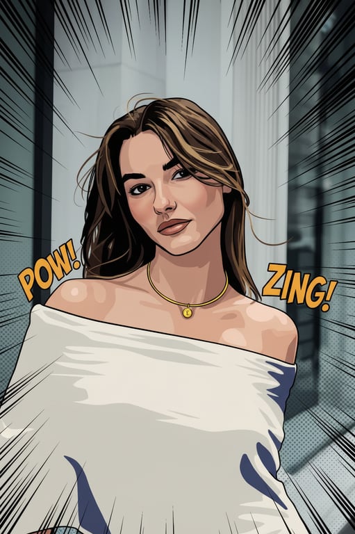 a portrait of a person stylized in a Marvel comic book aesthetic featuring dynamic linework, flat comic colors, expressive facial detail, and heroic visual energy