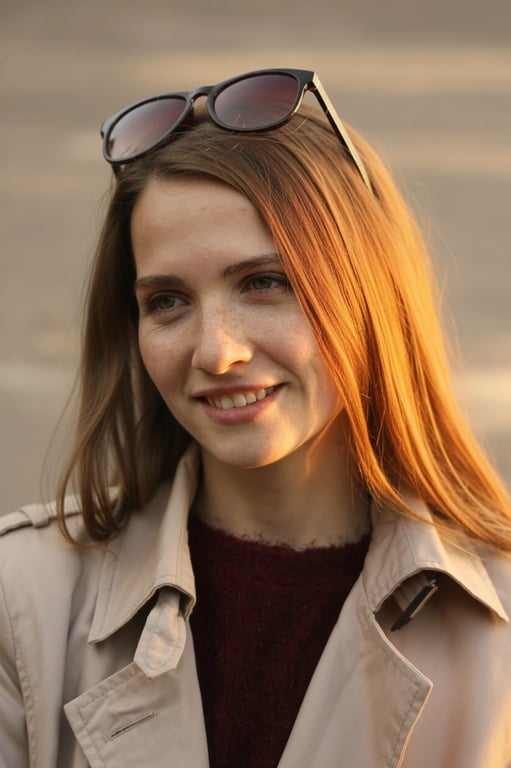 a portrait of a person enhanced with realistic golden hour lighting logic, emphasizing directional sunlight, warm highlights, controlled shadow depth, and authentic outdoor light feel