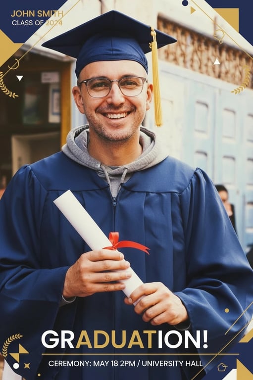 AI graduation photo filter after transformation - creative portrait stylized with academic theme