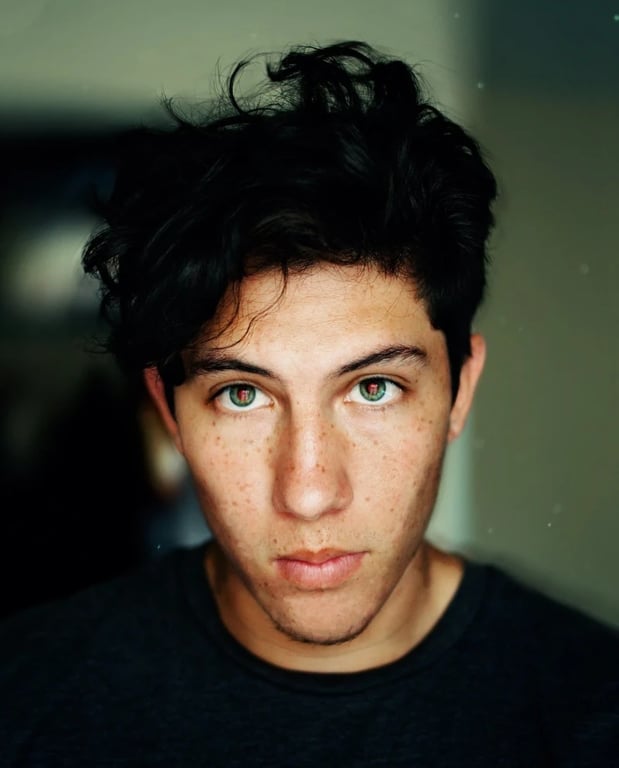 AI red eye remover before photo - outdoor photo taken at night with red eye effect