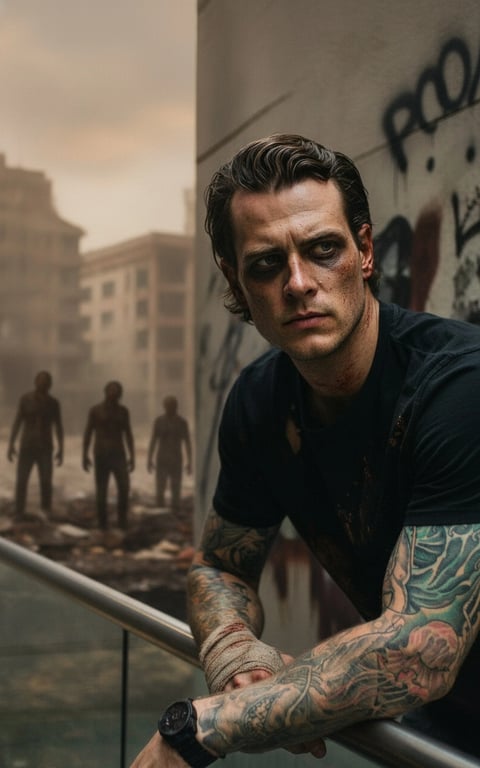 AI zombie filter after transformation - selfie with AI generated undead horror appearance