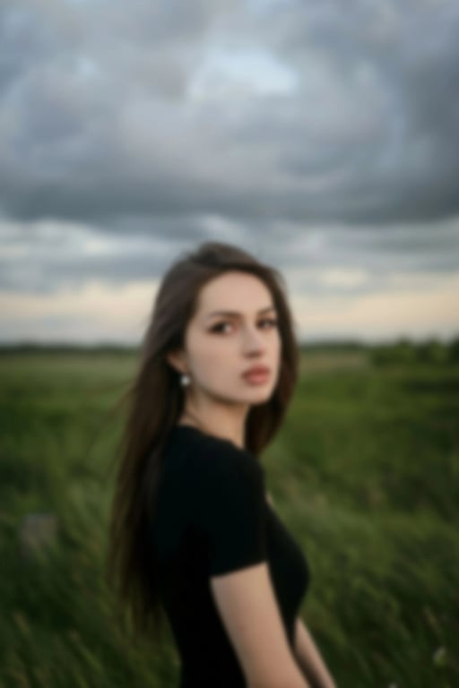 AI blur image filter after transformation - fashion portrait with motion and artistic blur