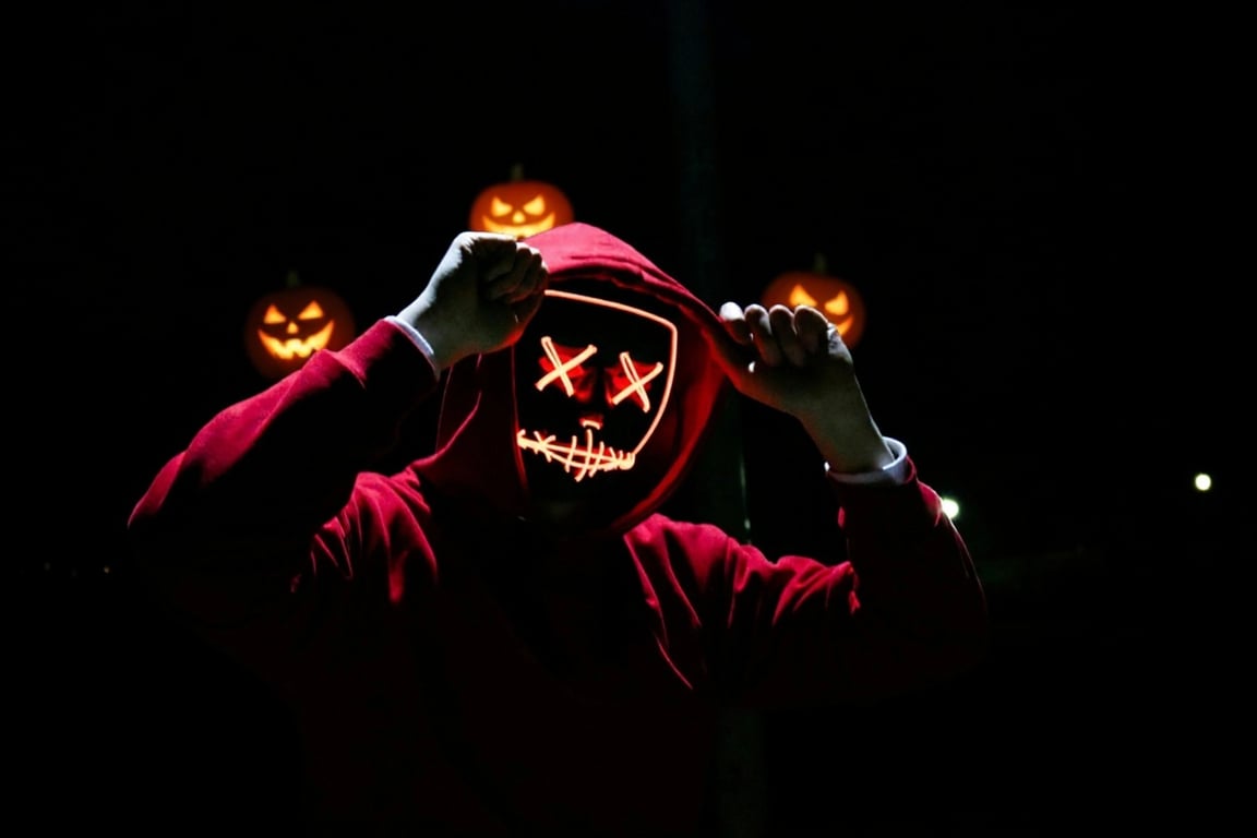 ai Halloween background after pic-robot with Halloween background