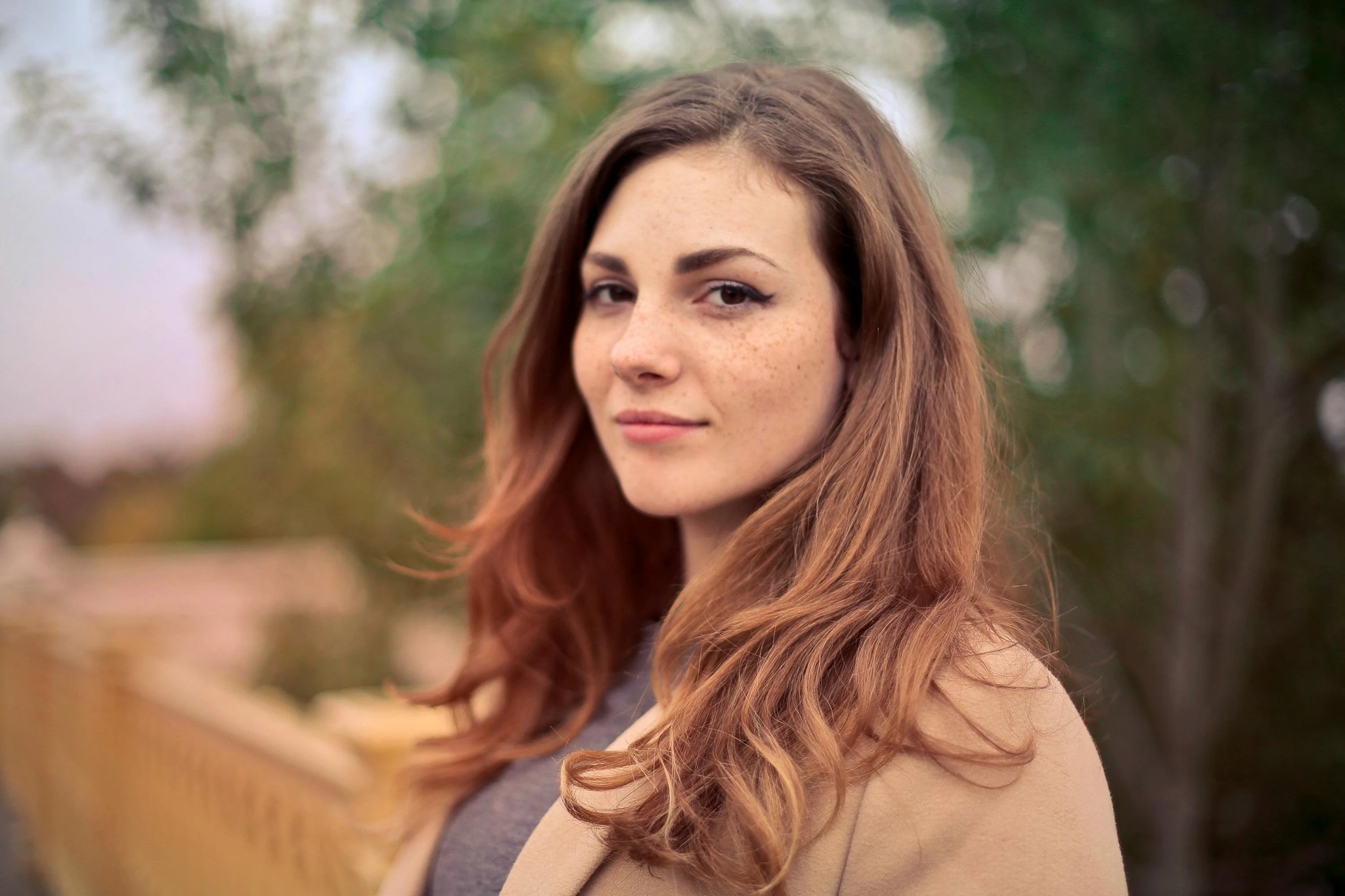 AI bangs filter before photo - woman portrait without fringe