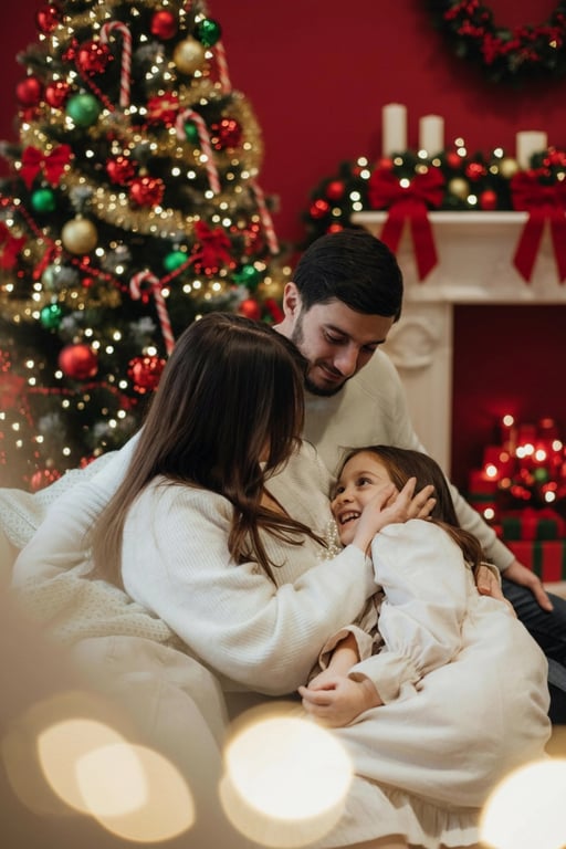 AI Christmas background free after photo - family photo with Christmas background