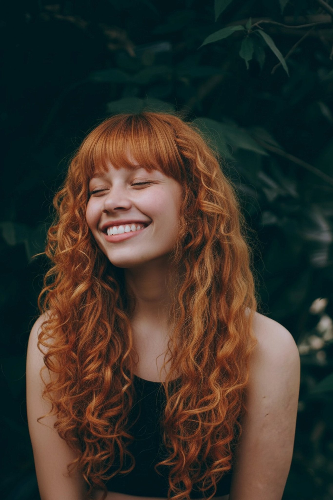 AI bangs filter after transformation - selfie with realistic AI bangs filter effect