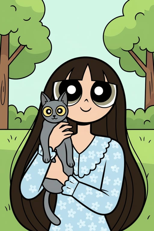 AI Powerpuff yourself filter after transformation - portrait turned into Powerpuff cartoon style character
