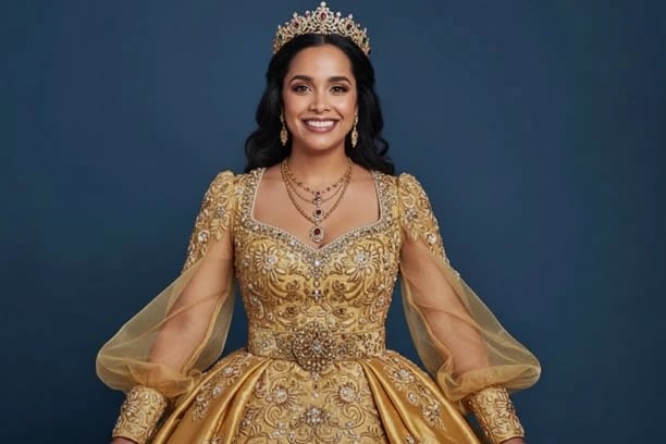After royal edit – gold-themed royal princess dress