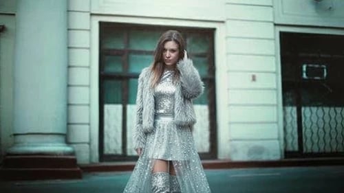 After holiday photo - winter glam party outfit with icy silver glow