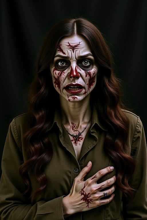 AI zombie filter after transformation - portrait with realistic undead zombie look