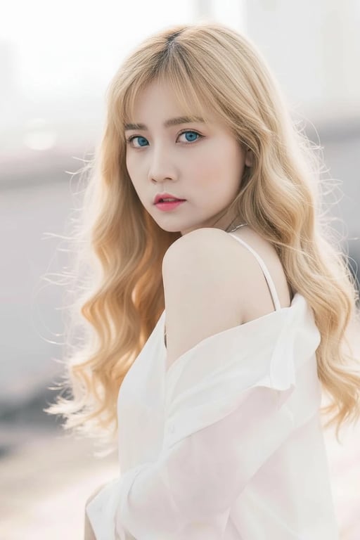 AI face swap filter after transformation - studio photo rendered with realistic face replacement effect